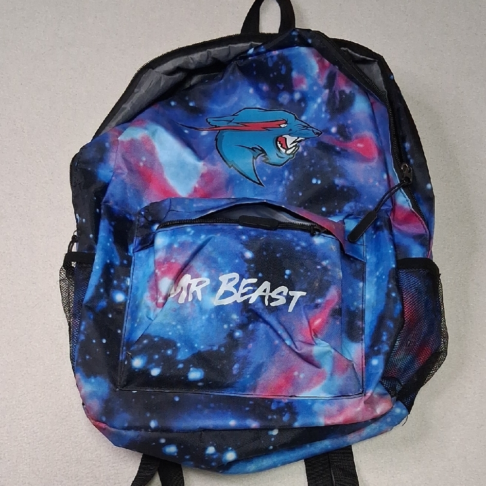 MR BEAST BACKPACK Vibrant Blue and Pink Backpack by [Brand]